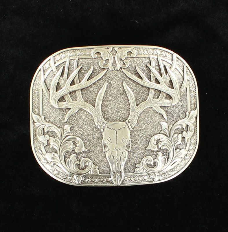 Belt Buckle - Deer Skull and Scrolling