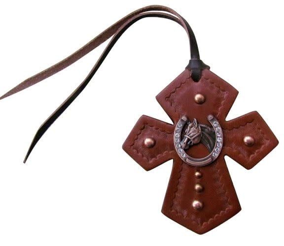 Leather Saddle Charm - Cross