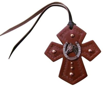 Leather Saddle Charm - Cross