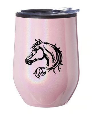 Stemless Wine Tumber - Rose Fancy Horse Head