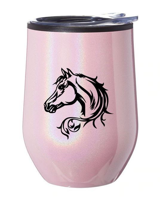 Stemless Wine Tumber - Rose Fancy Horse Head