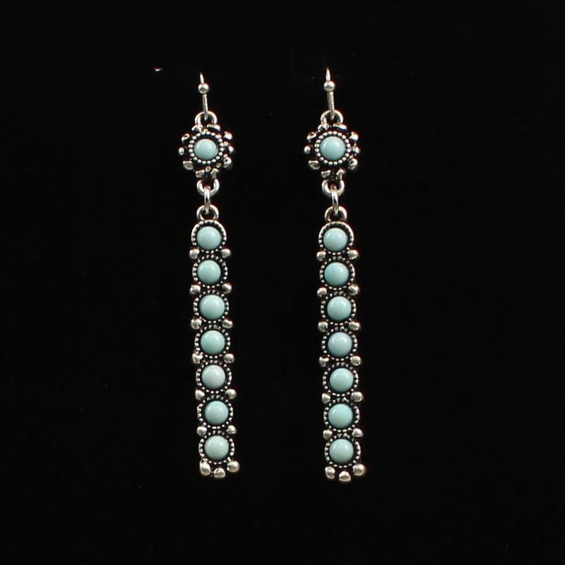 Earrings - Silver Bar with Turquoise Stones