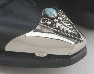 Boot Toe Tips - Silver with Turquoise Inlay