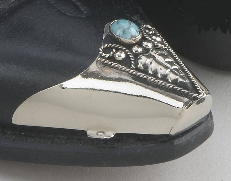 Boot Toe Tips - Silver with Turquoise Inlay