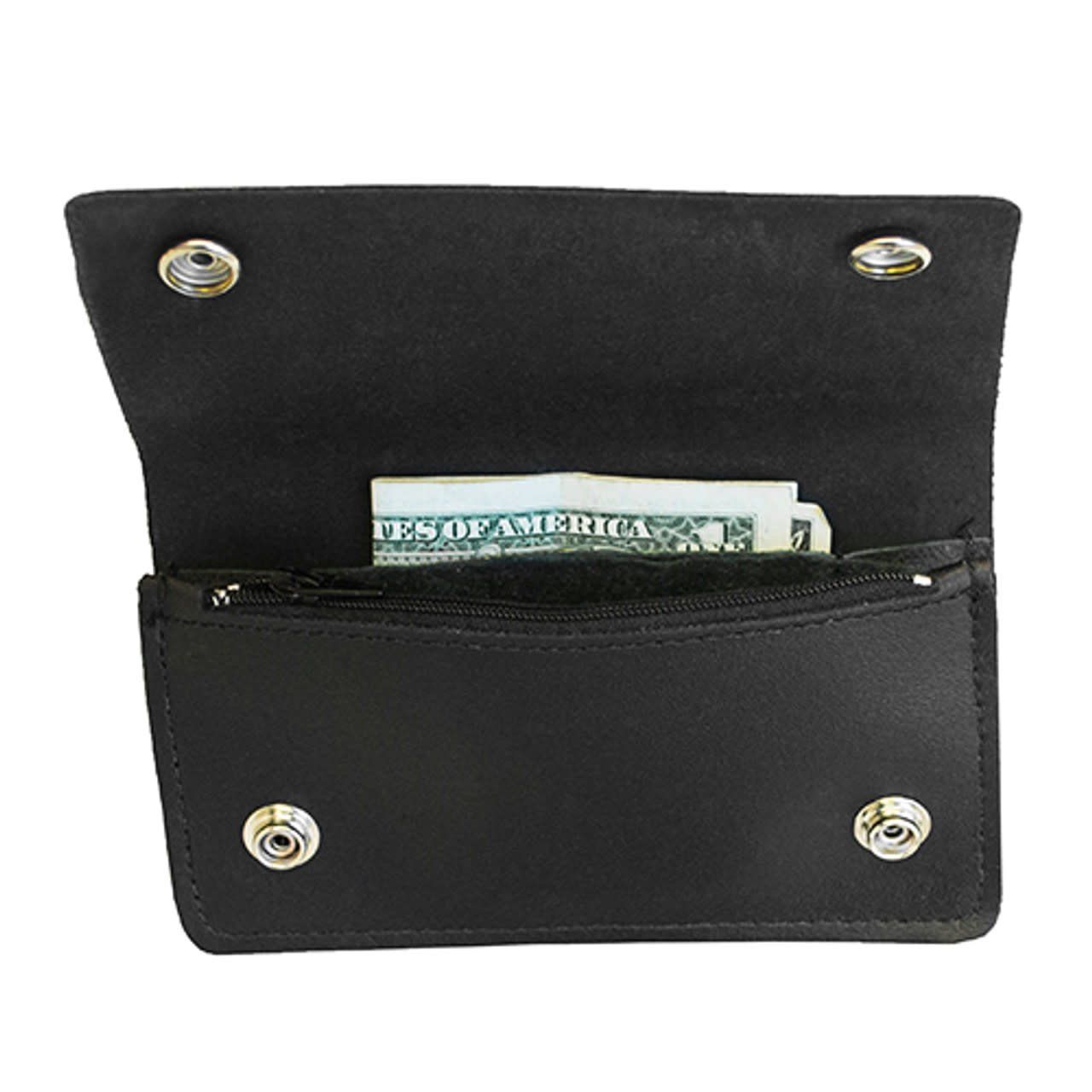 Wallet - Black Leather with Chain