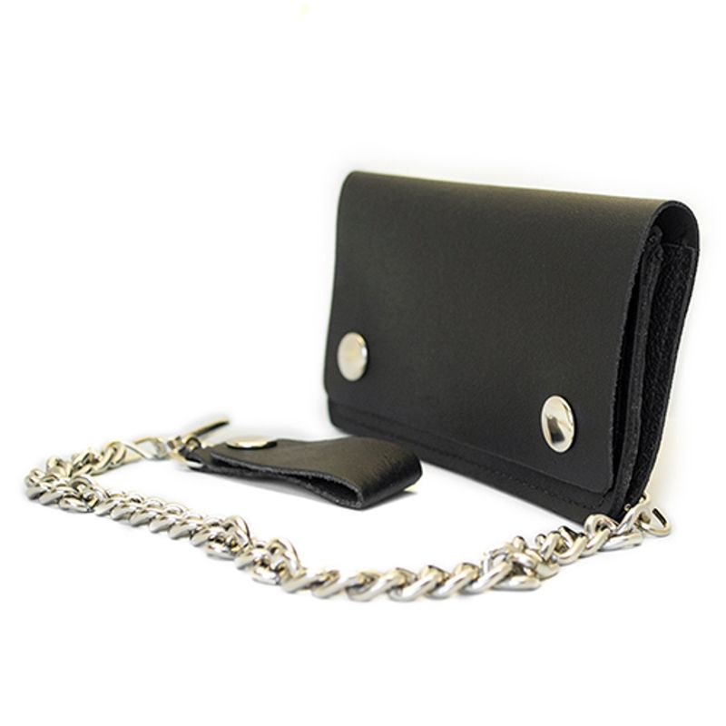 Wallet - Black Leather with Chain