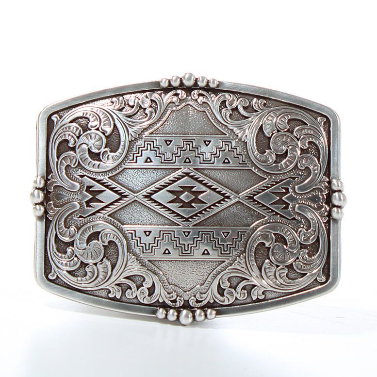 Belt Buckle - Nocona Mens Rectangle Aztec Floral Buckle