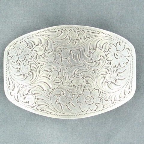 Belt Buckle - Floral Engraved Scrolling