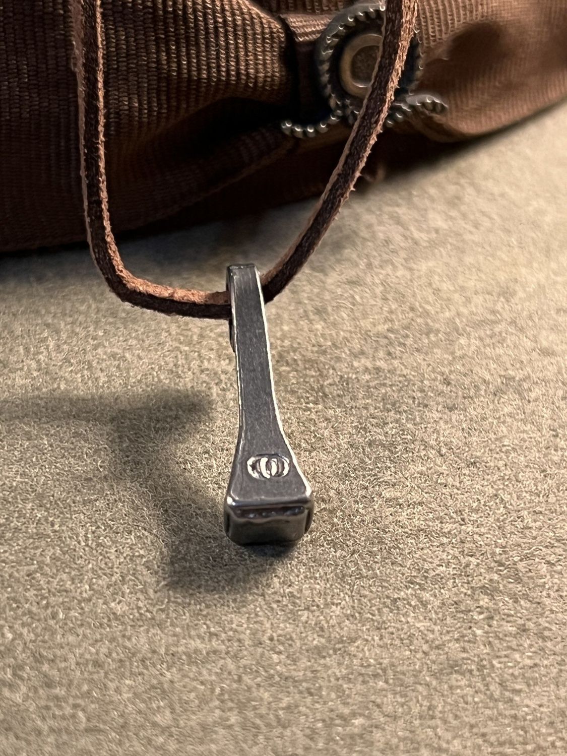 Necklace - Single Horseshoe Nail with Leather