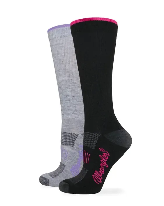 Women's Wrangler Everyday Crew Sock - 2PK Gray & Black