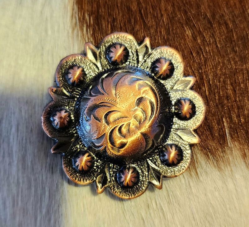 Copper Engraved Berry Concho - 1.25" (SOLD IN PAIRS)