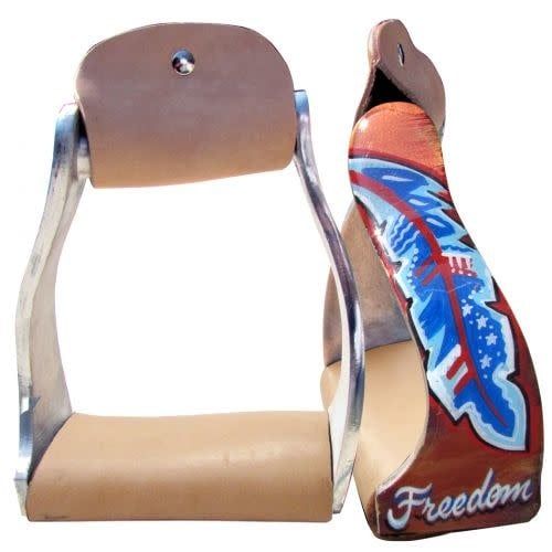 Aluminum Stirrups with "Freedom" Feather Design