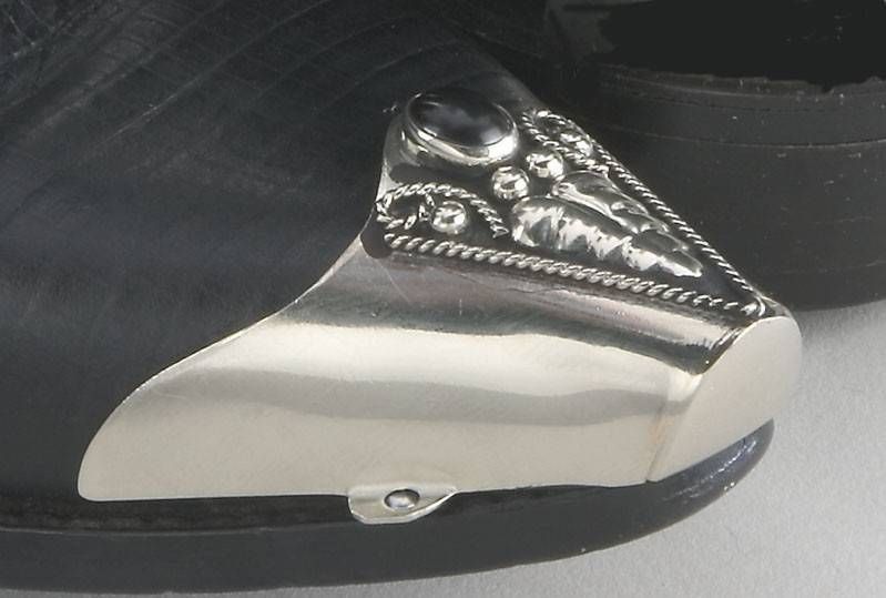 Boot Toe Tips - Silver with Onyx Inlay