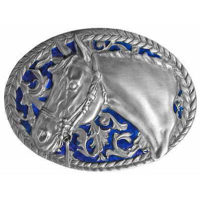 Belt Buckle - Horsehead and Filigree w/Enamel Finish Belt Buckle - Horsehead and Filigree w/Enamel Finish