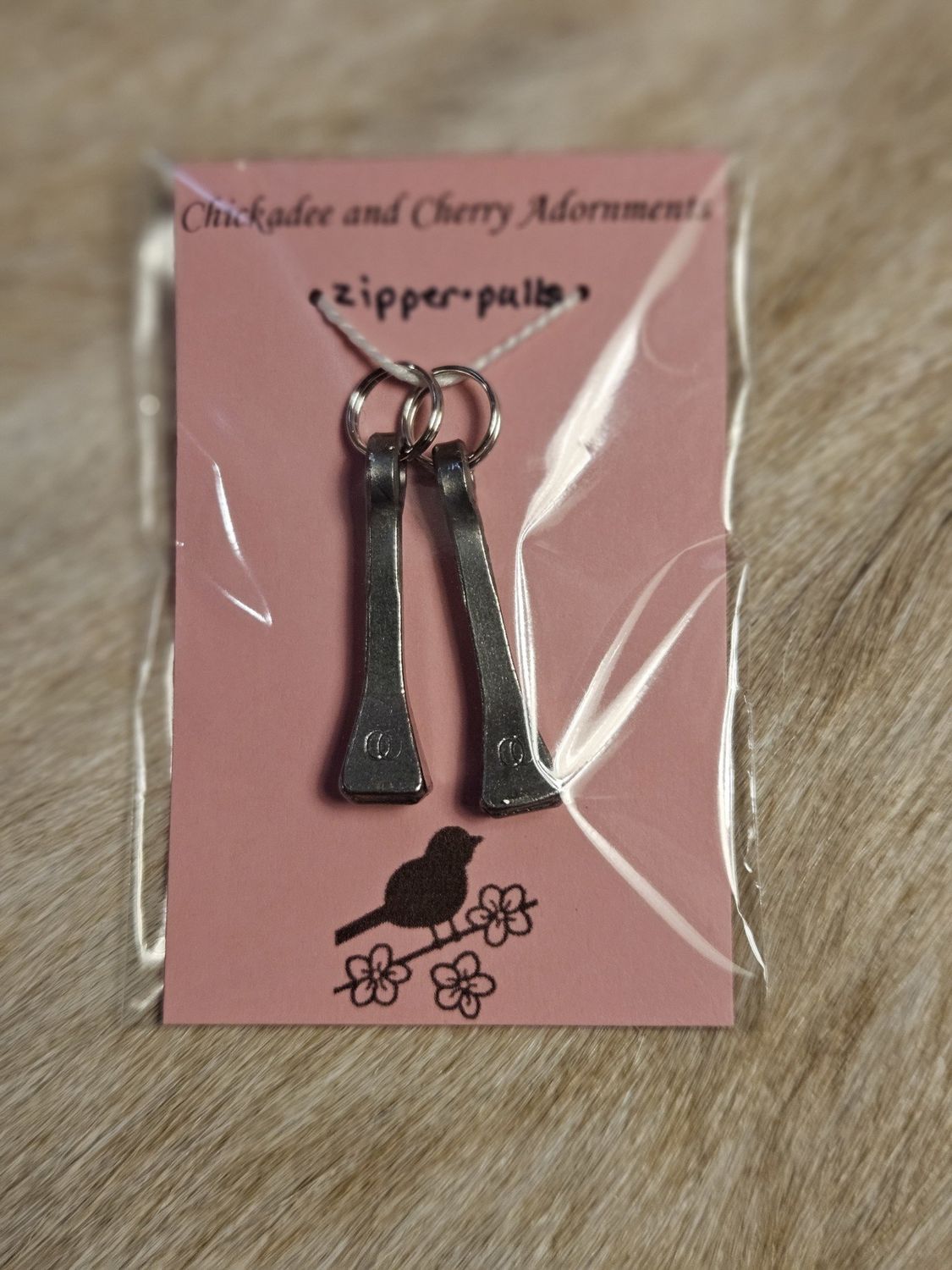 Zipper Pulls - Horseshoe Nails, Pair