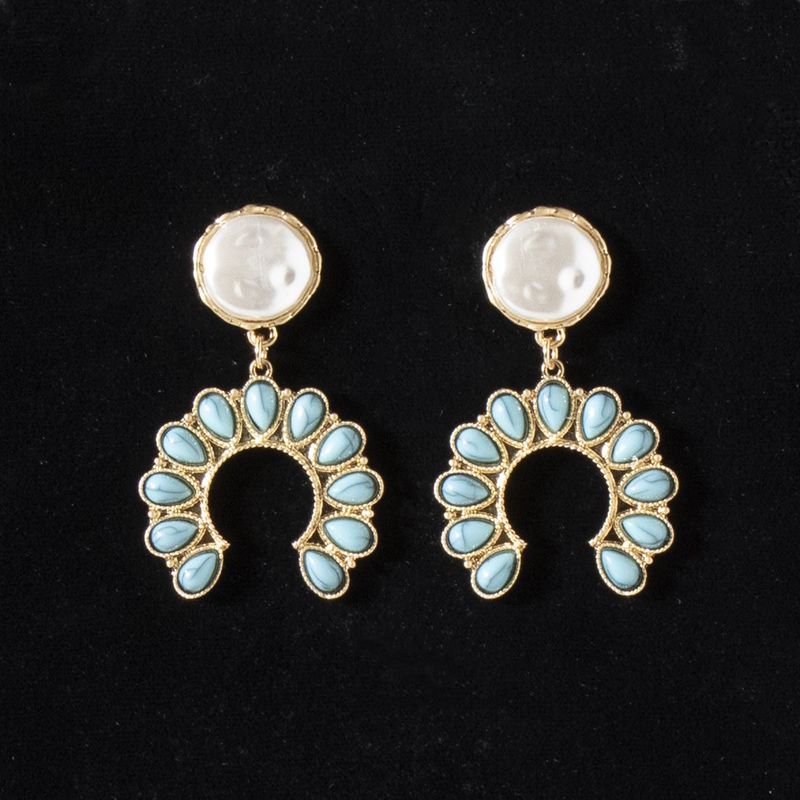 Earrings - Pear and Turquoise Semi-Circle