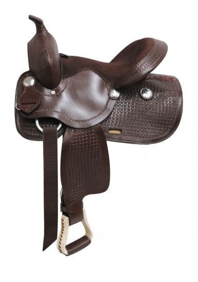 12" Pony Bar Basket Weave Western Saddle - Brown