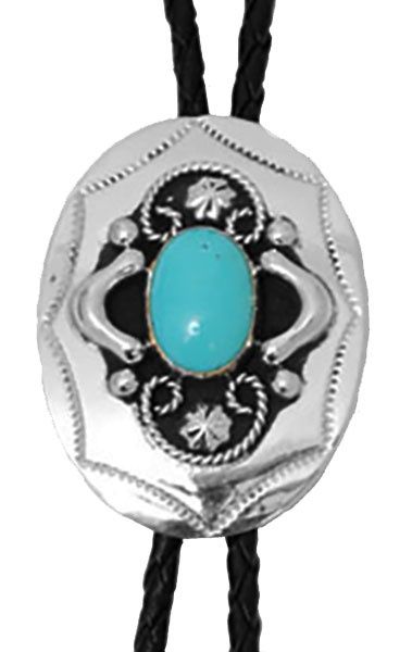 Bolo Tie - German Silver & Turquoise