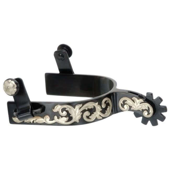 Spurs - Black Steel Floral Silver