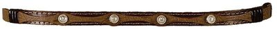 Hat Band - Brown Leather with 4 Silver Round Conchos