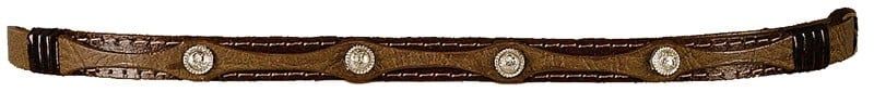 Hat Band - Brown Leather with 4 Silver Round Conchos