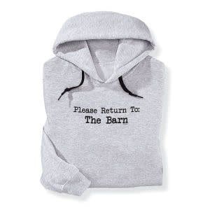 Women's Stirrups Hoodie - "Please Return to the Barn",  Size Large