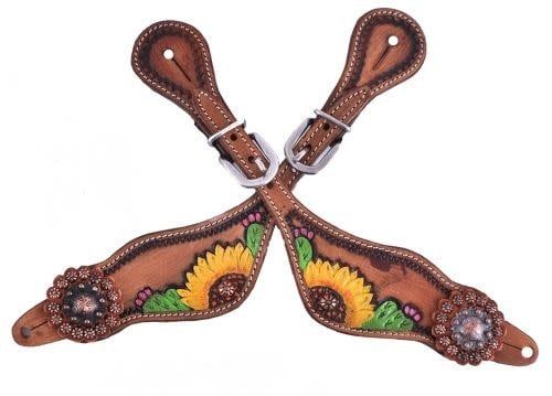 Adult Spur Straps - Painted Sunflower & Cactus