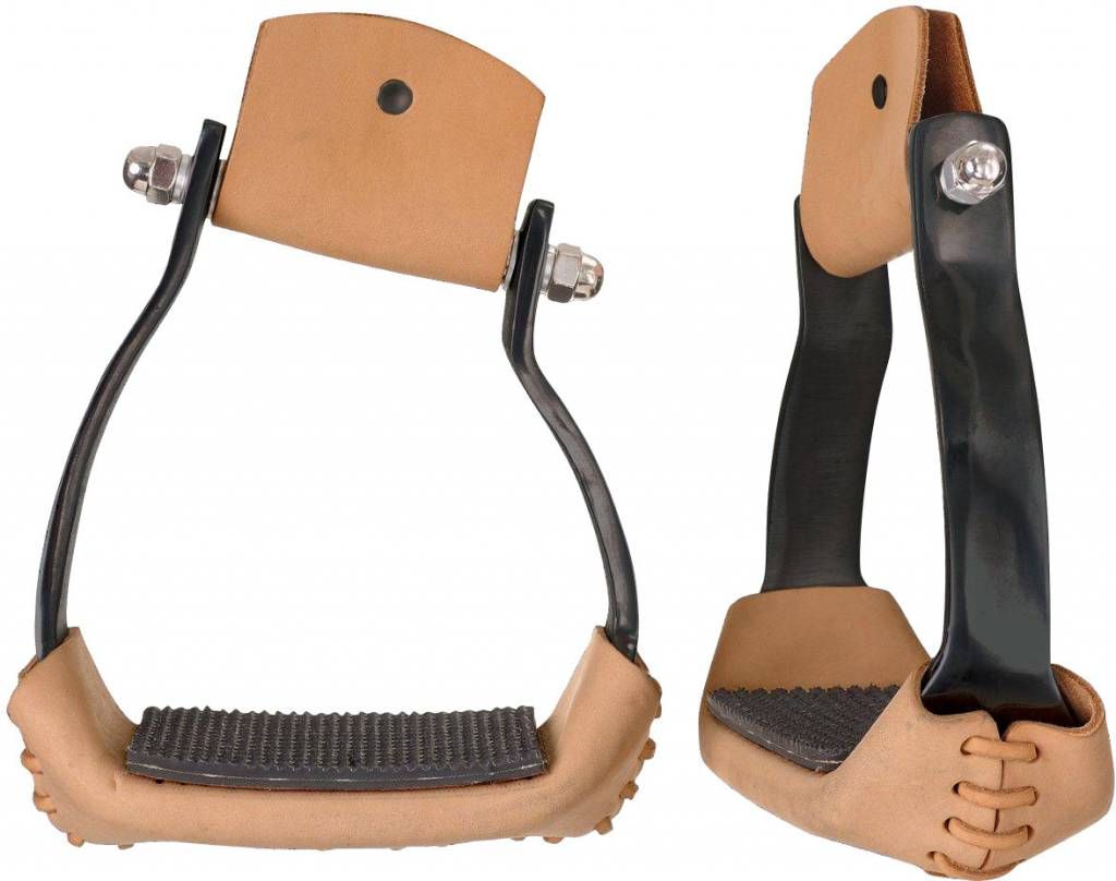 Aluminum Angled Stirrups - Black 3" Tread