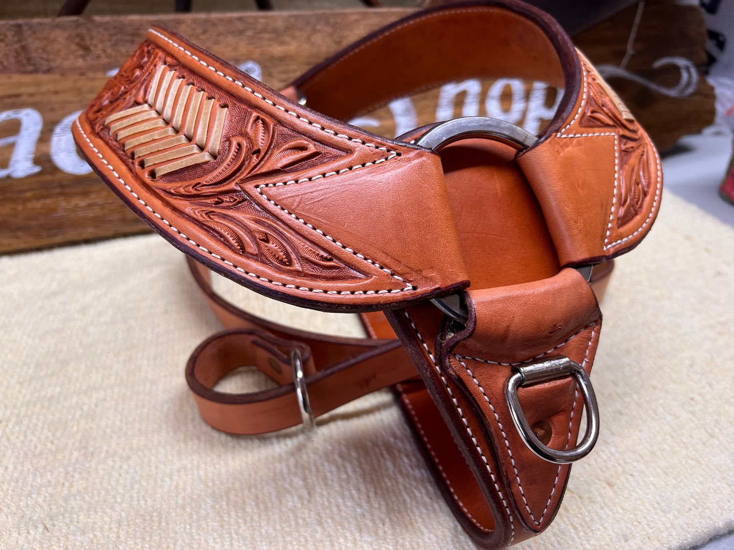 Justin Cody Pulling Collar with Rawhide Stitch - Light Oil Floral