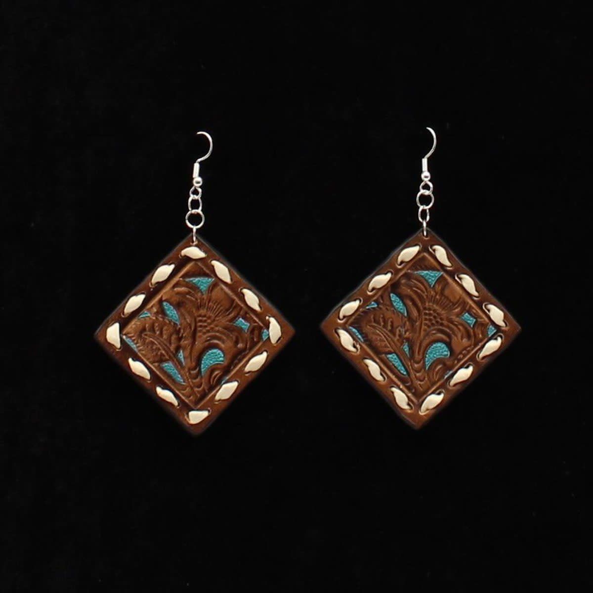 Earrings - Leather with Turquoise Accents