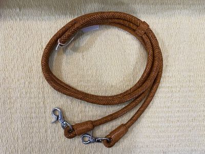 Leather Round Braided Gaming Reins - Medium Oil