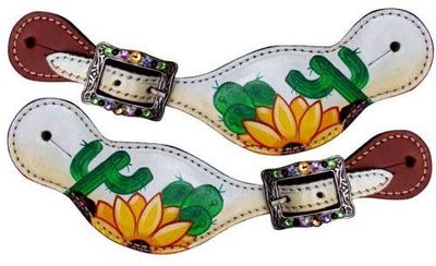 Showman Spur Straps - Ladies Cactus & Sunflowers