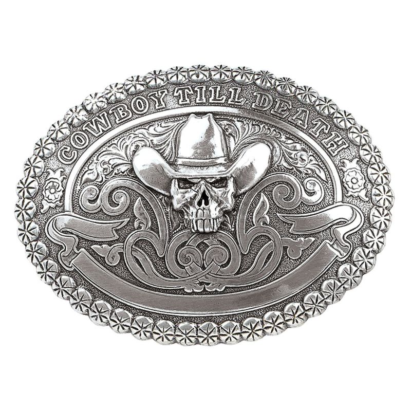 Belt Buckle - Vintage Skull Belt Buckle - Vintage Skull "Cowboy Till Death"