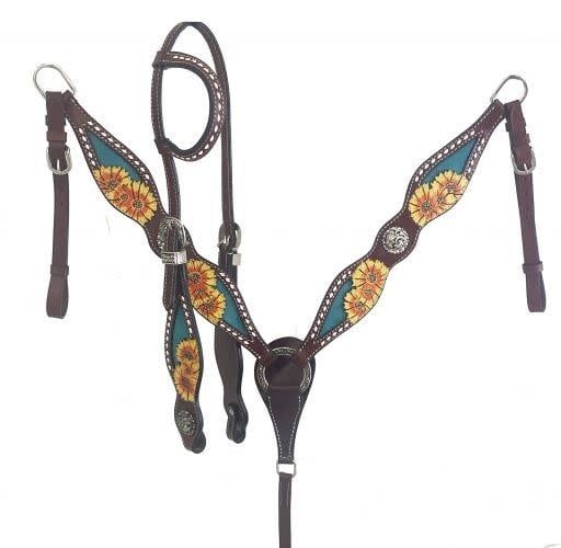 Showman Tack Set - One Ear with Painted Sunflowers