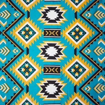 Wild Rag Silk Scarf - 34.5" Teal Gold Southwest
