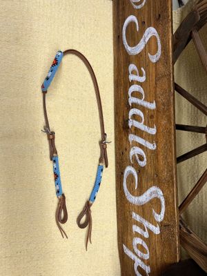 Wild Star Blue Beaded One Ear Headstall