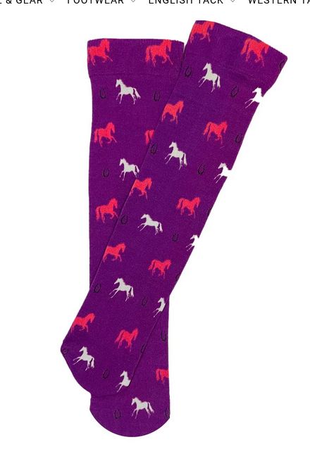 Children's Horses and Horseshoes Socks - Purple