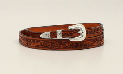 Hat Band - Floral Tooled Brown Leather