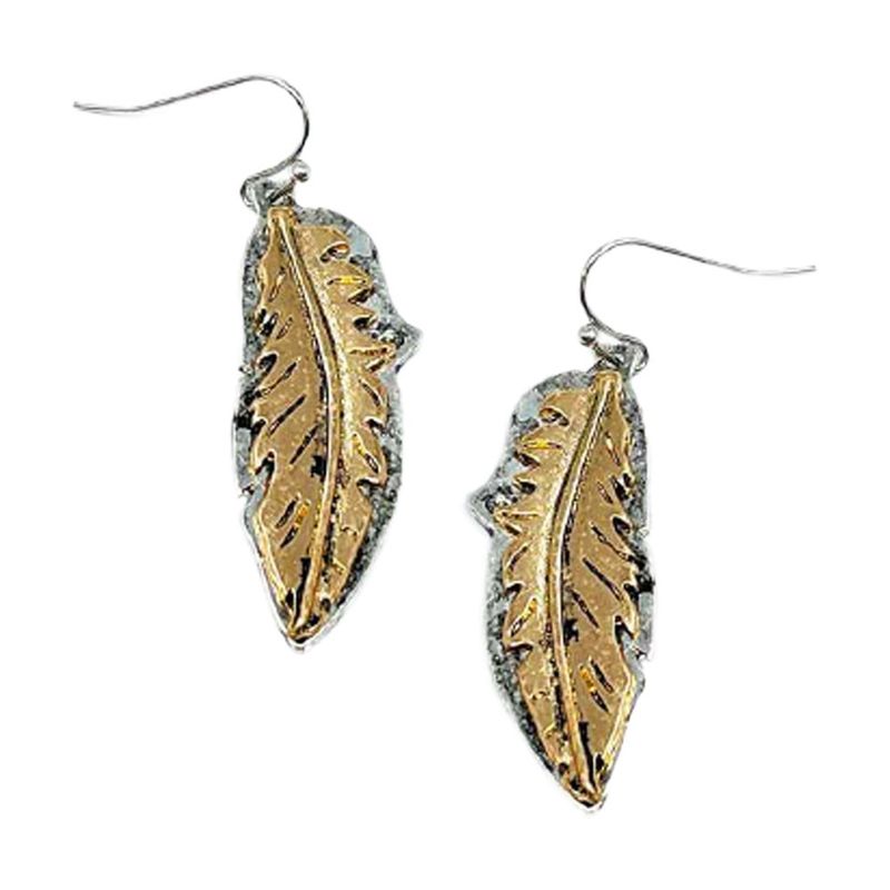 Earrings - Two-Tone Feathers