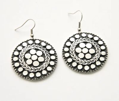 Earrings - Circle Plate - Pewter