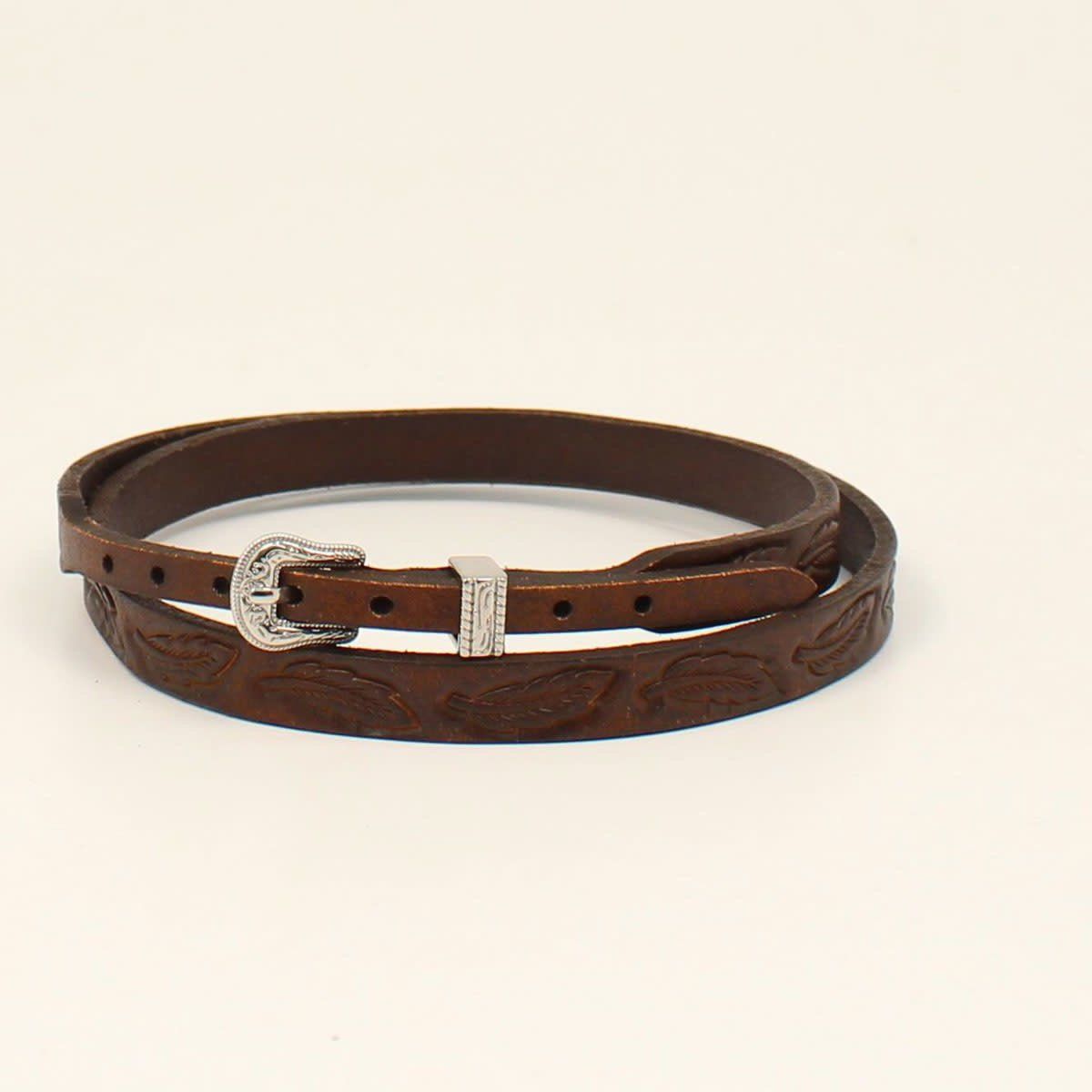 Hat Band - Leather with Tooled Feathers