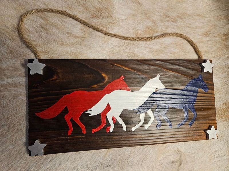 Sign - Patriotic Running Horses