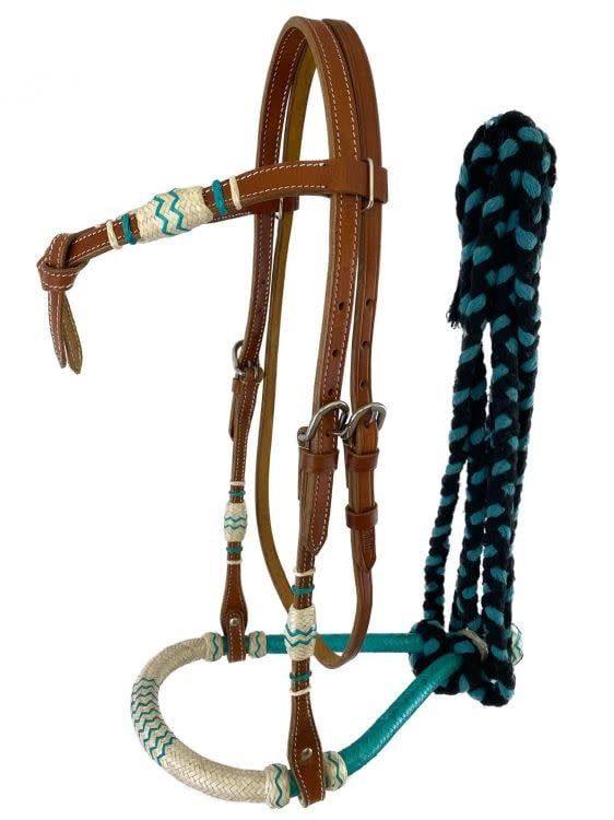 Bosal Bridle - Showman with Turquoise Accents