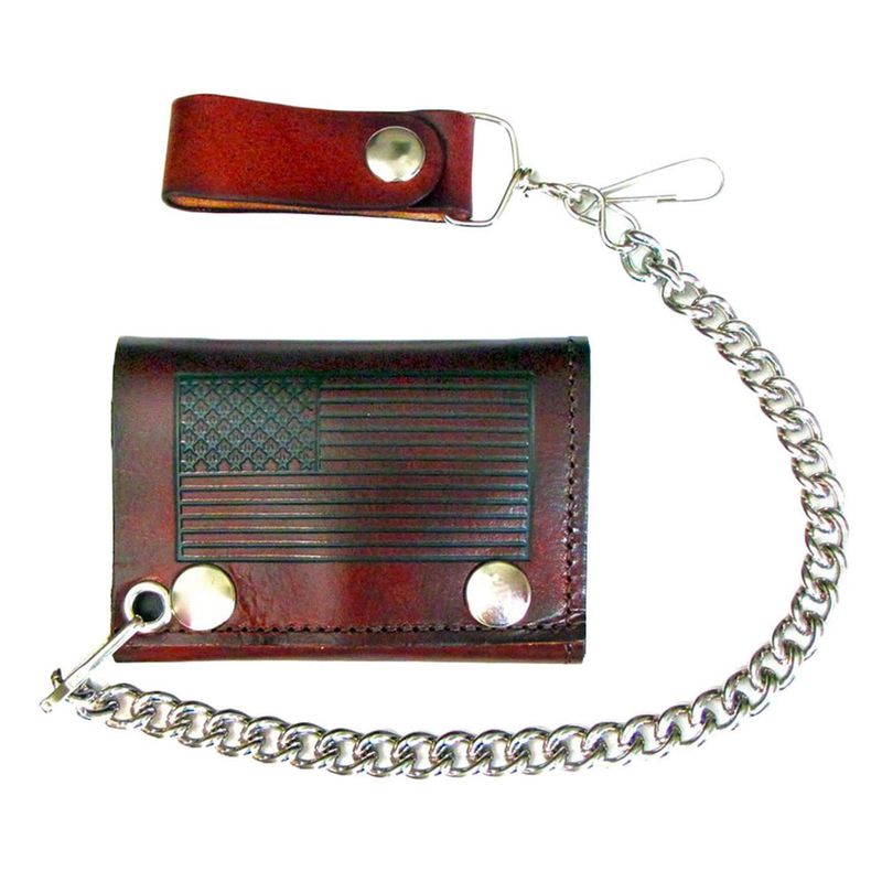 Wallet - Leather American Flag with Chain