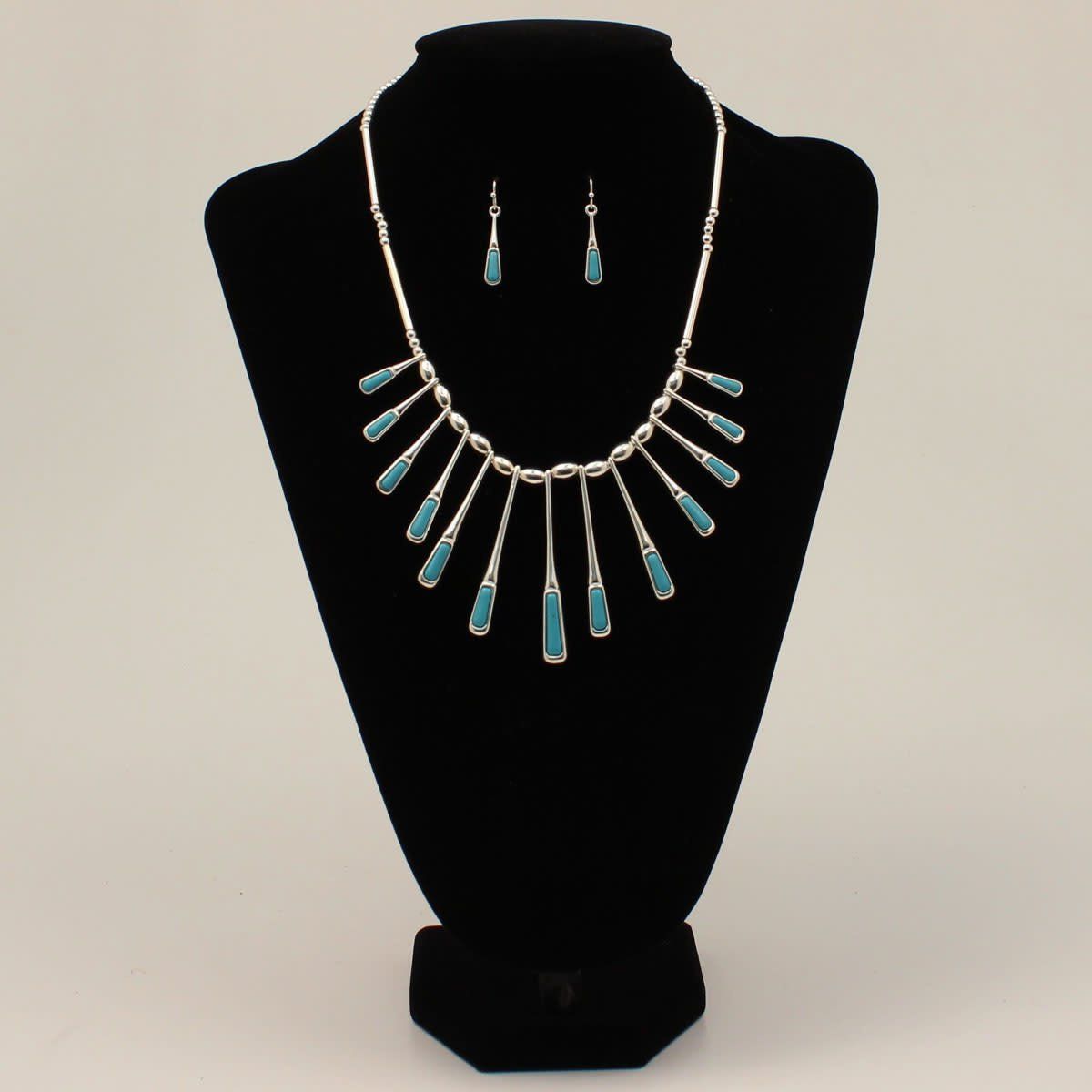 Necklace Set - Turquoise Silver Paddle