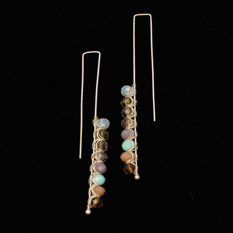 Earrings - Drop Multi-Colored Beads