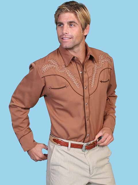 Men's Scully Bootstitch Western Shirt, Brown
