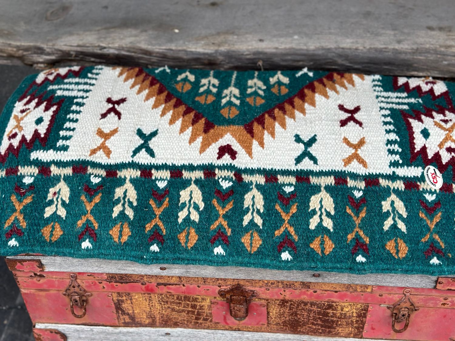 CSX Wool Saddle Blanket CSX Wool Saddle Blanket, Color: Teal/Cream/Burgundy