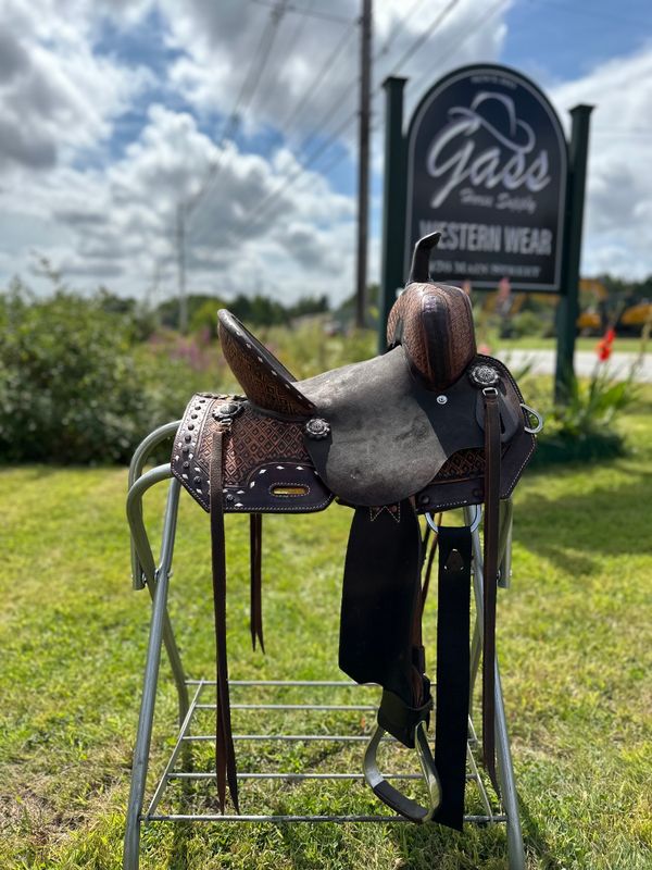 12" Wild Star Buckstitch Barrel Saddle - Chocolate