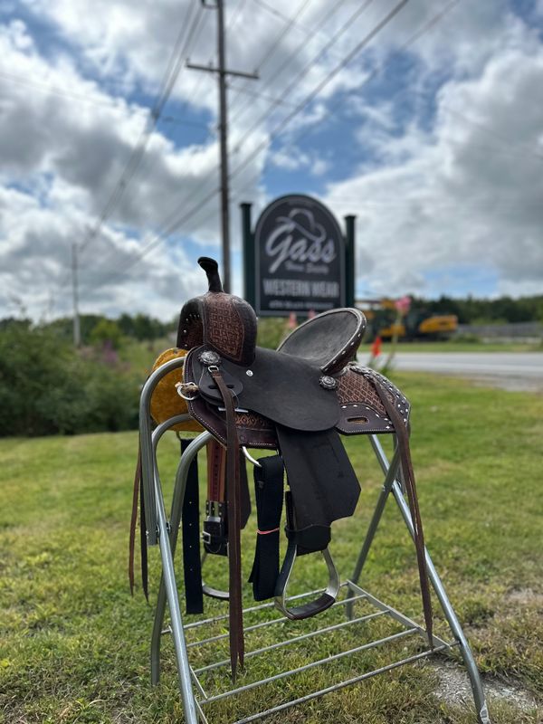 12" Wild Star Buckstitch Barrel Saddle - Chocolate